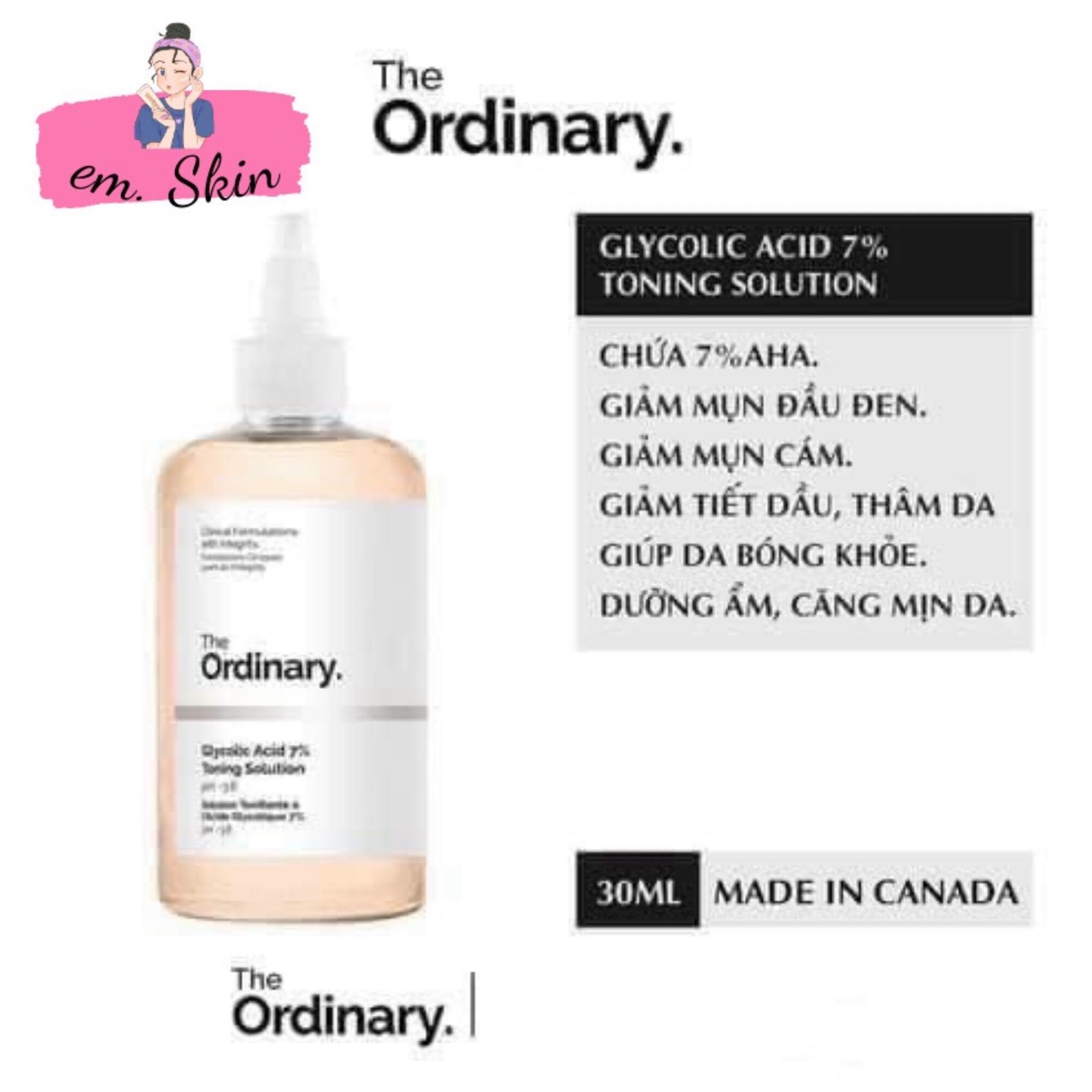 Toner The Ordinary Glycolic Acid 7 Toning Solution Tẩy Da Chết Sáng