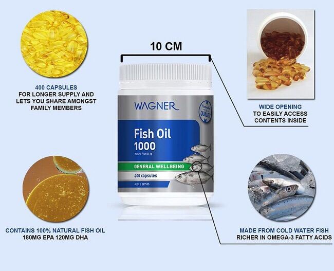 Dầu cá Wagner Fish Oil 1000 [400 Capsules] chính hãng