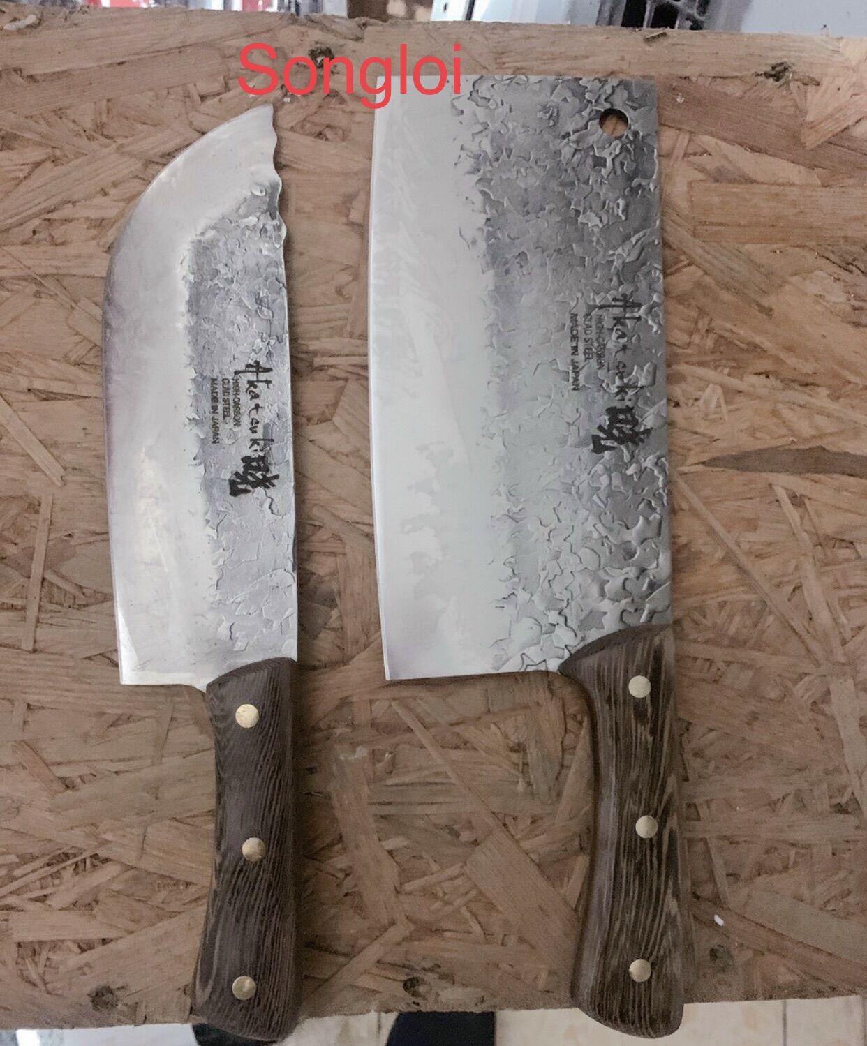 Bộ Dao Chặt Thái Akatsuki Đẳng Cấp Nhật Bản.bộ dao nhà bếp chất liệu thép không gỉ-cán gỗ