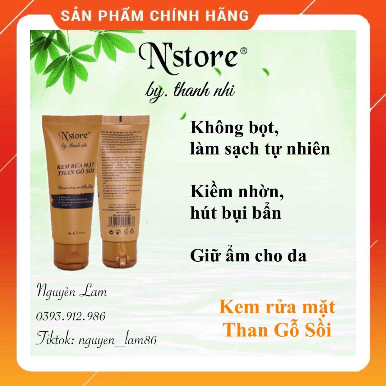 Kem rửa mặt than gỗ sồi