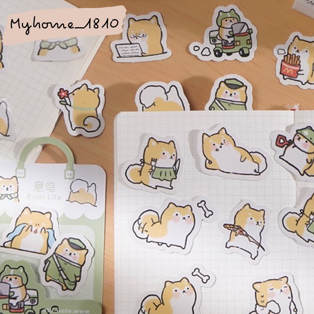 40 miếng dán sticker hình động vật dễ thương trang trí bàn học, sổ, vở, tủ
