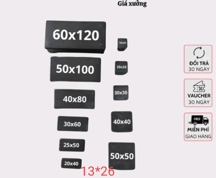10 cái Nắp bịt đầu ống sắt đủ size.núm chụp nhựa