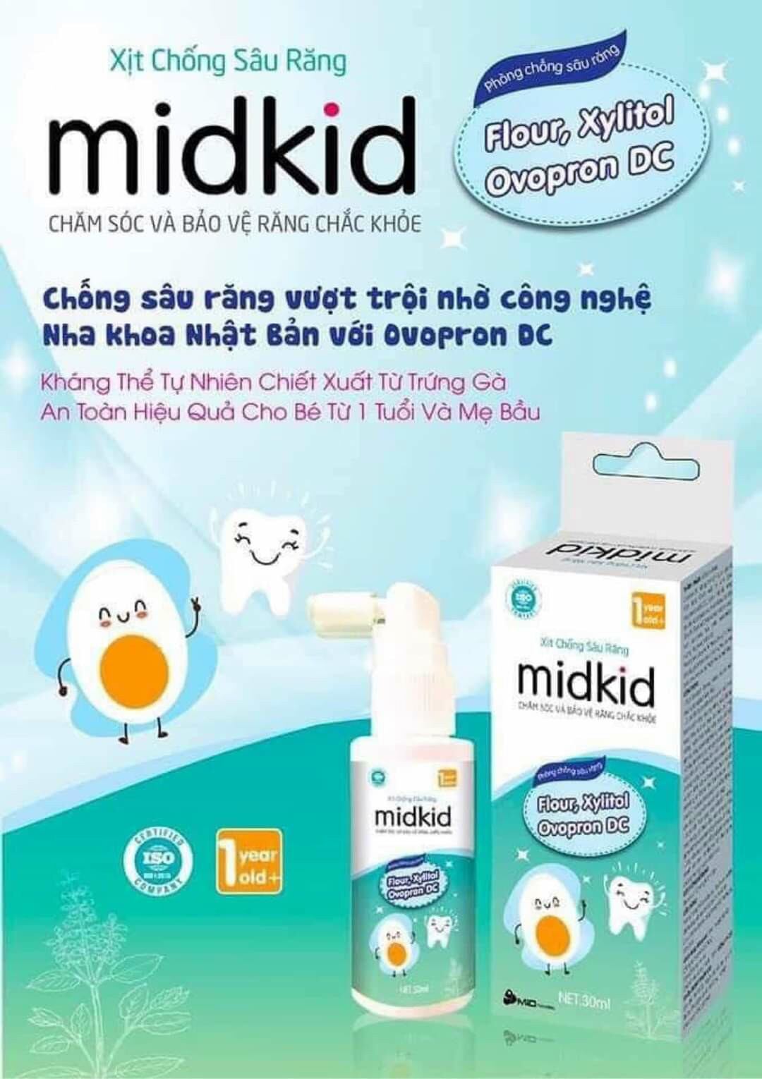 MIDKID xịt chống sâu răng chống hôi miệng
