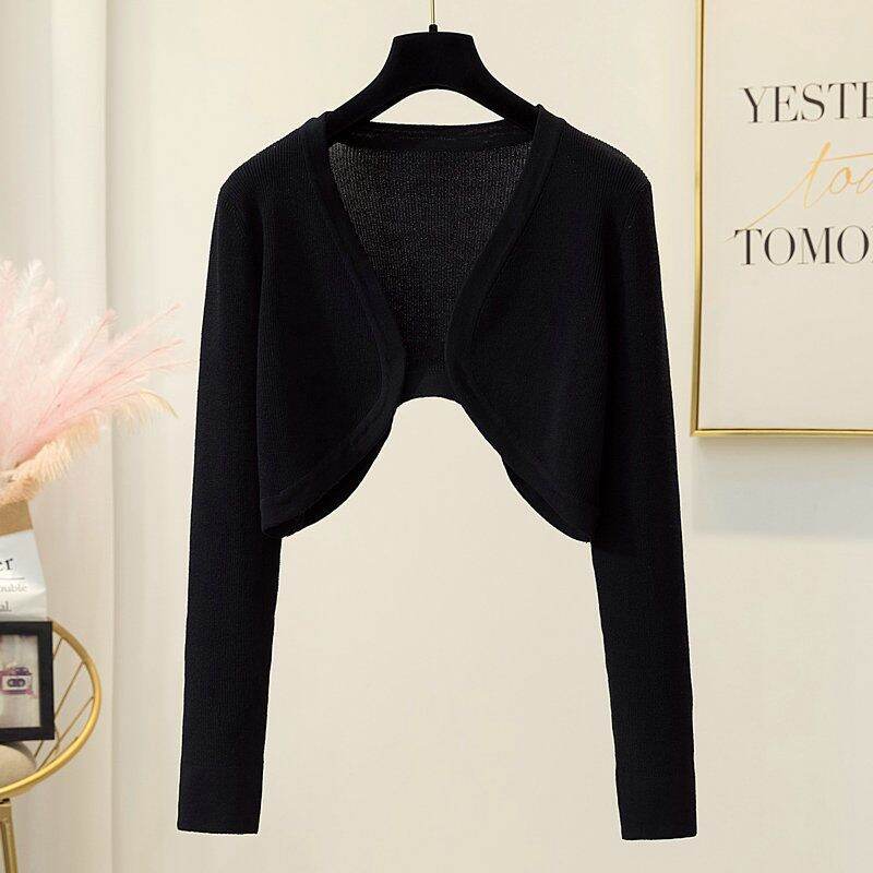 Áo Cardigan Đặc Biệt Cảm Giác Thiết Kế Áo Choàng Mẫu Ngắn Sát Nách Chống Nắng Phối Với Váy Hai Dây Phối Mùa Hè Cho Nữ Áo Khoác Choàng Vai Mẫu Mỏng