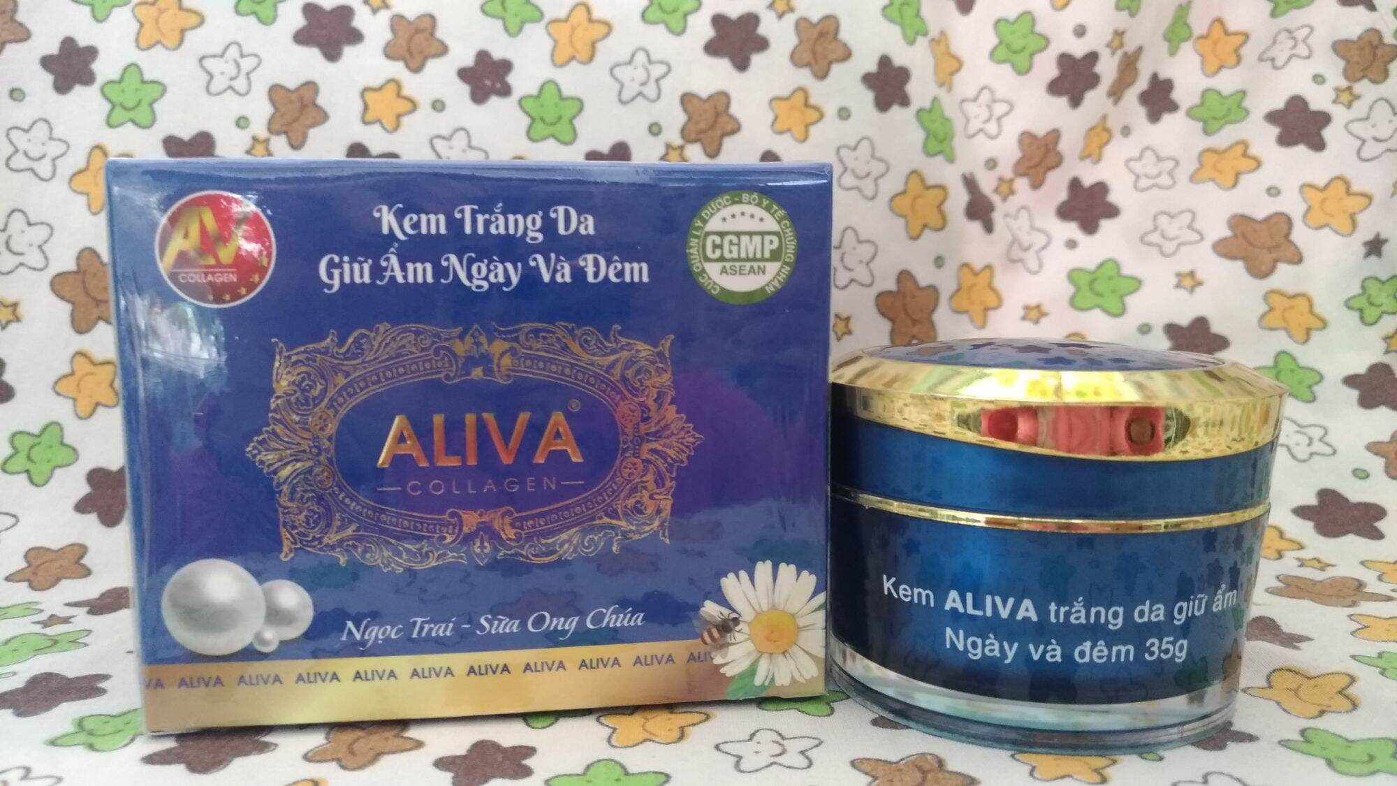 Kem dưỡng trắng da giữ ẩm ngày và đêm Aliva 35g. chiết xuất từ bột ngọc trai và sữa ong chúa đem đến cho bạn làn da trắng sáng mịn màng