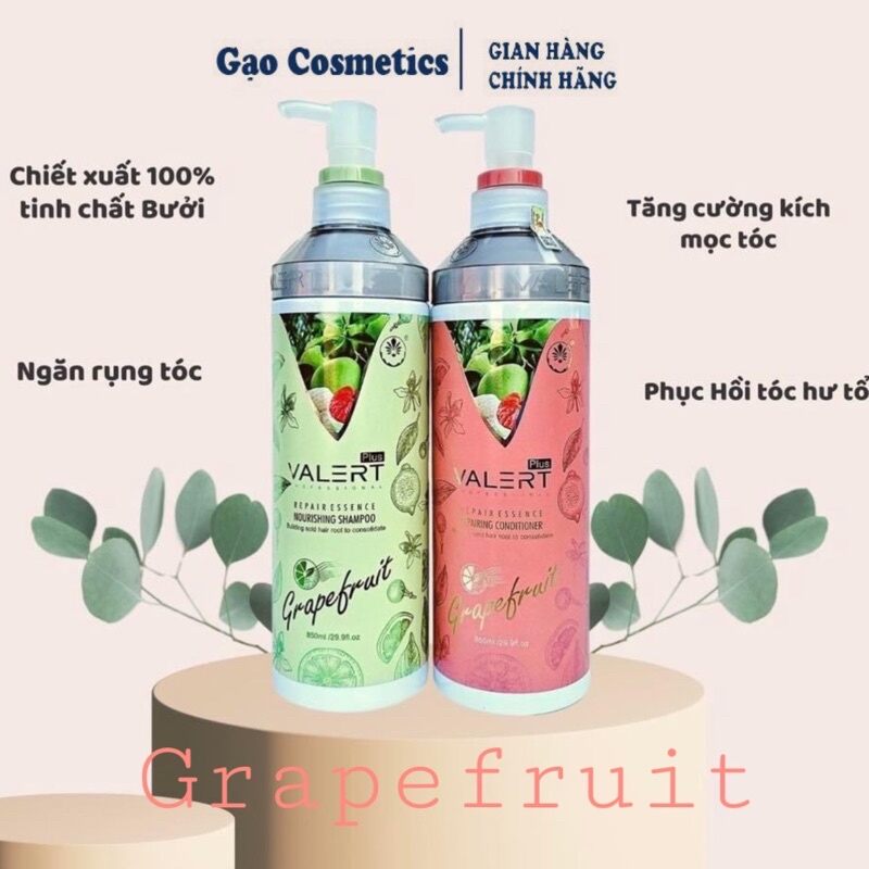 Cặp gội xả bưởi valert grapefruit 850ml giảm rụng tóc kích mọc tóc phục hồi hư tổn