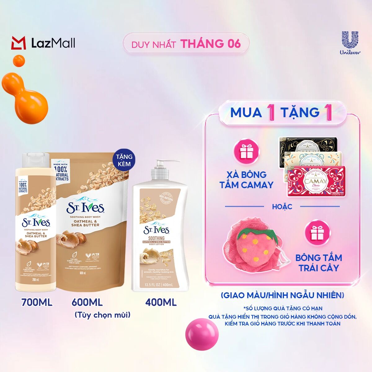 Combo St. Ives: Sữa Tắm 700ml + Refill 600ml  Sữa Dưỡng Thể 400ml (tùy chọn)