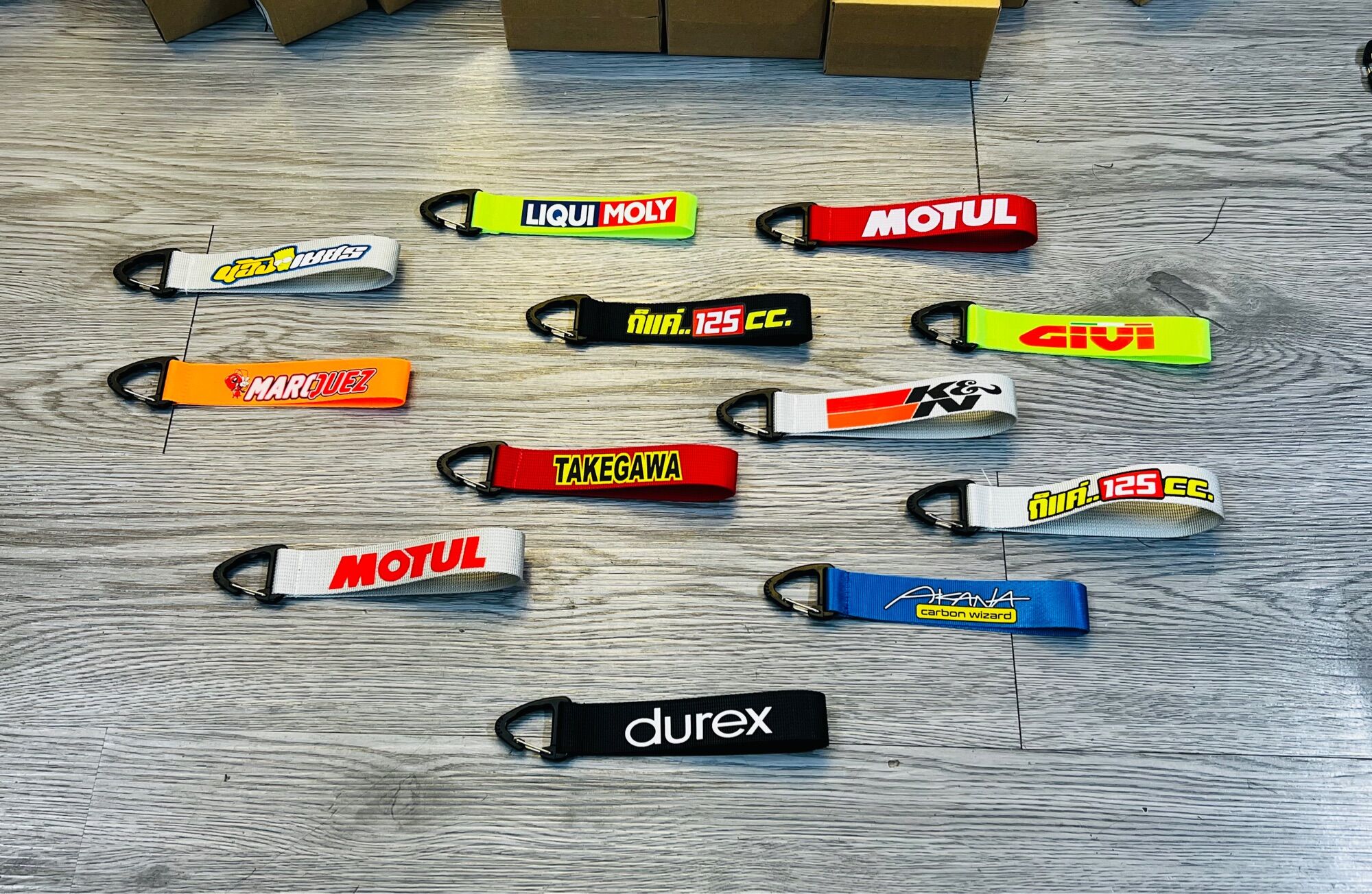 Móc Khoá Dây Nhiều Thương Hiệu Liqui,Marques,Motul,Akana v.v Siêu Tiện Lợi