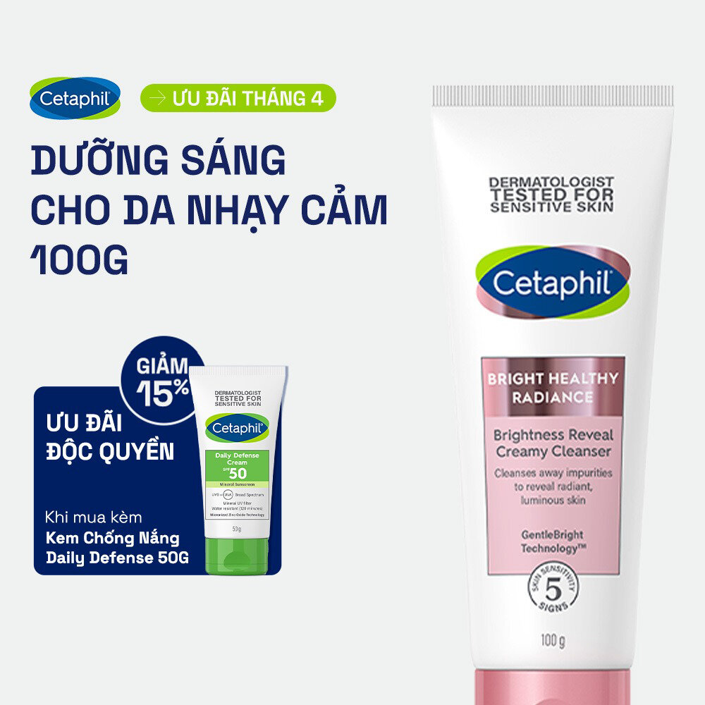 Sữa rửa mặt làm sáng cho da nhạy cảm Cetaphil Bright Healthy Radiance Brightness Reveal Creamy Cleanser 100g