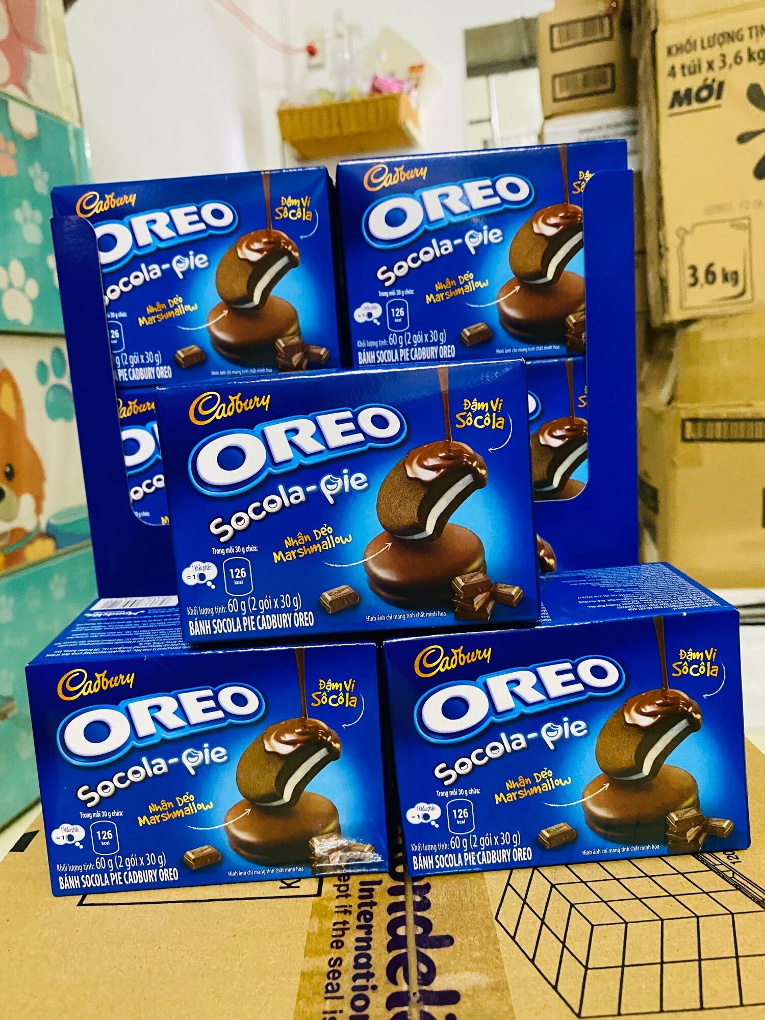 Combo 12 hộp Bánh socola pie Oreo Cadbury hộp 60g( Hộp 2 bánh)
