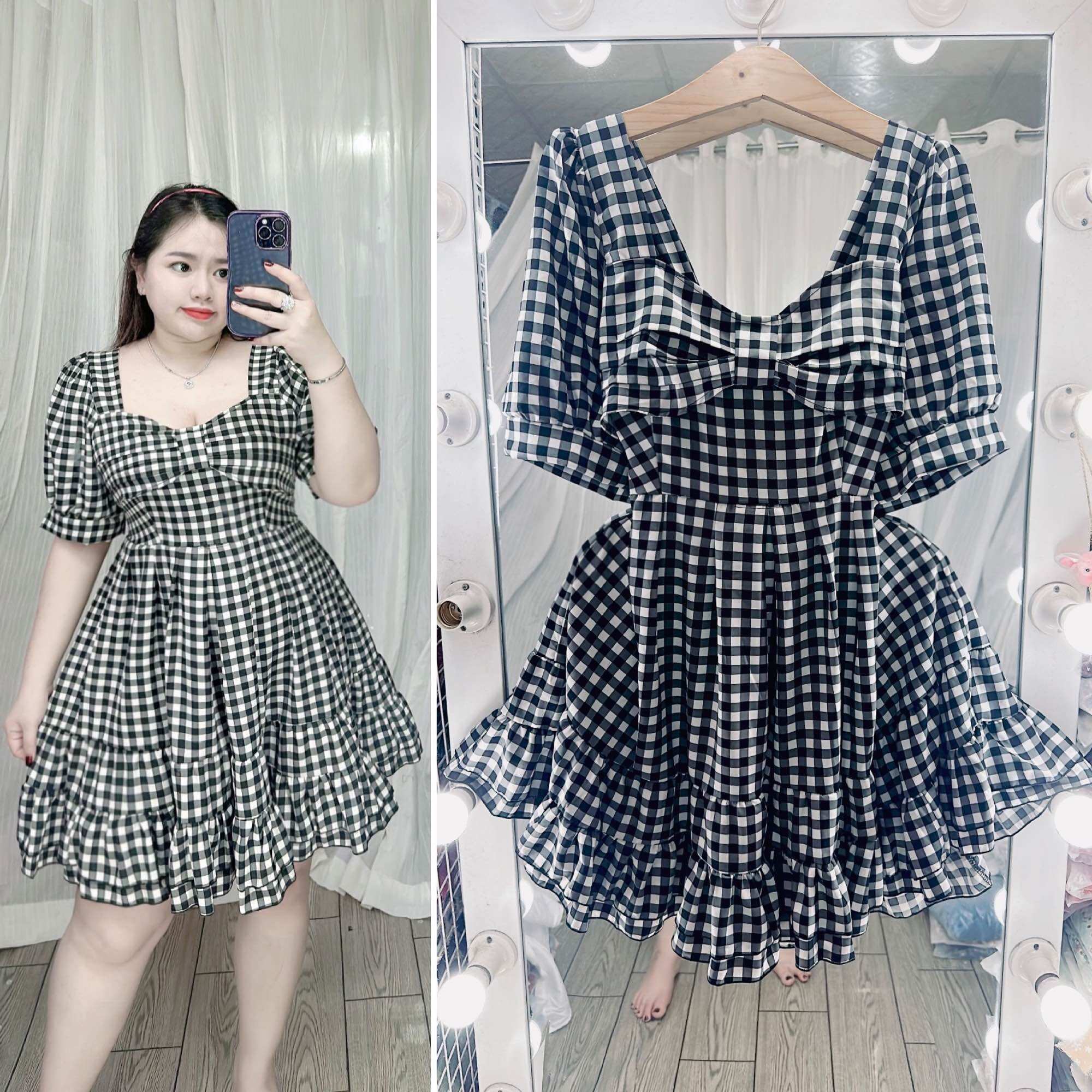 [Bigsize 60-85kg] Đầm lụa xếp ly ngực
