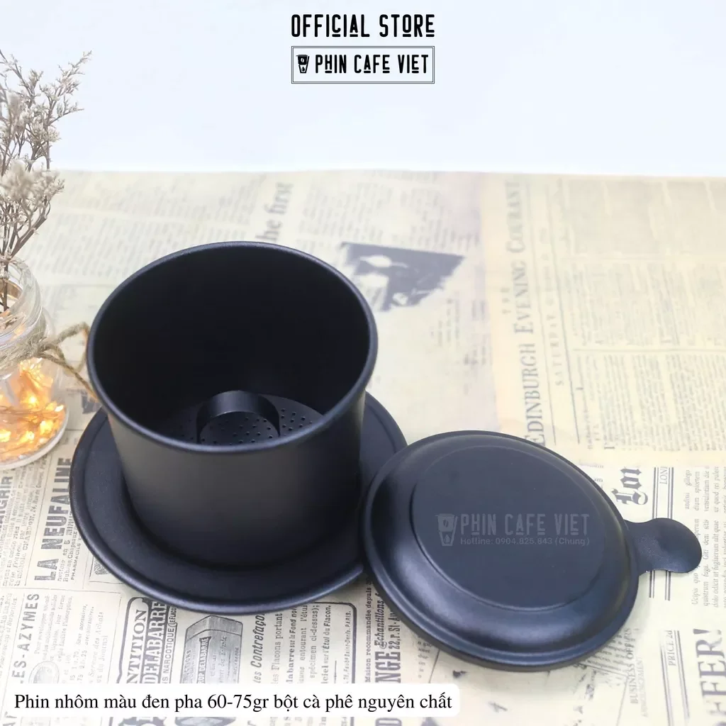 Phin cafe nhôm màu đen pha 60-75gr bột