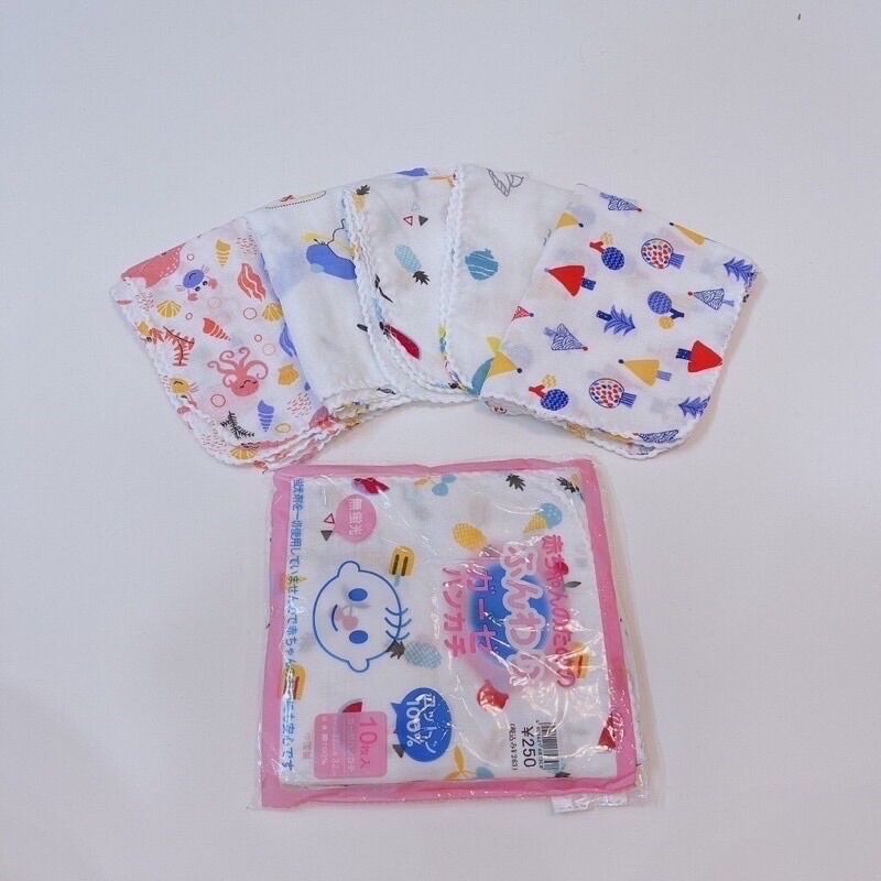 SET 10 KHĂN SỮA NHẬT IN HOA VĂN