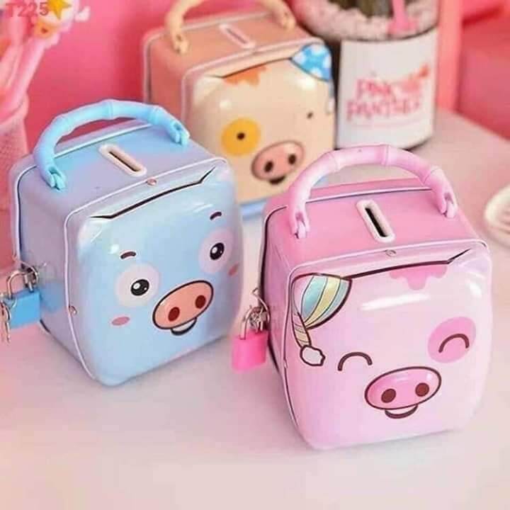 Két sắt mini hình heo dễ thương (có khóa)