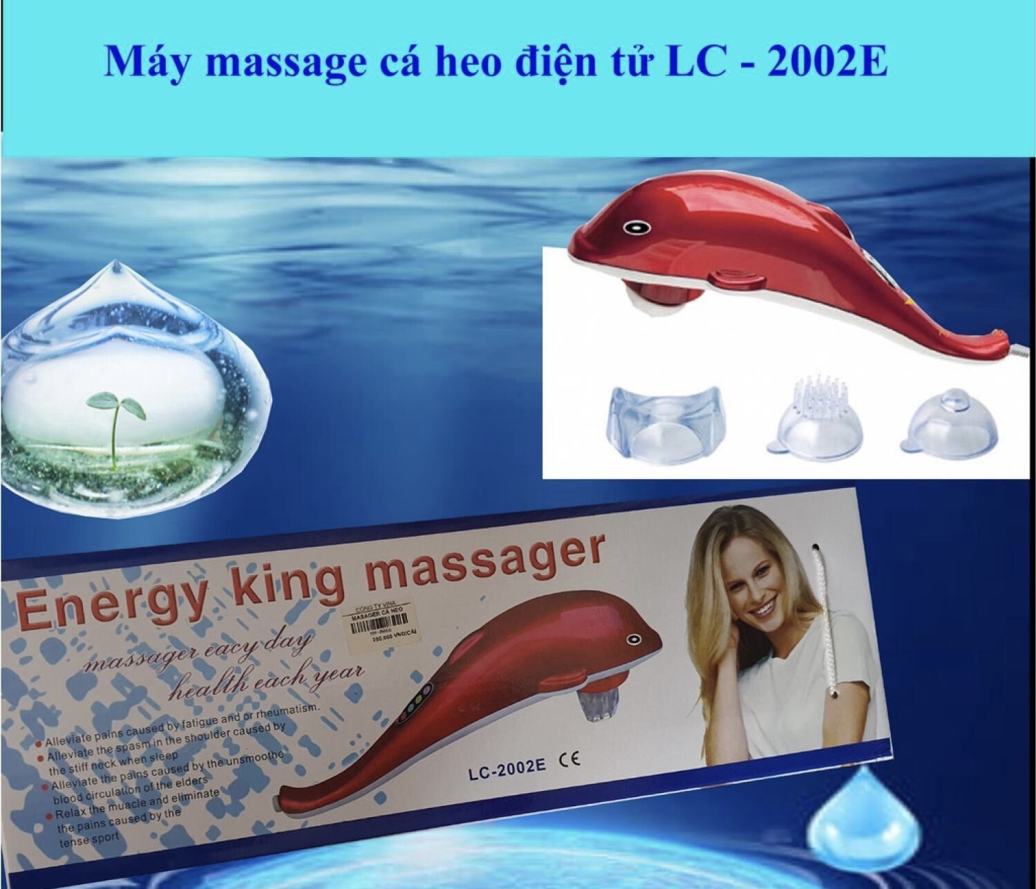 Máy massage cầm tay energy king lc-2002e | massage cá heo