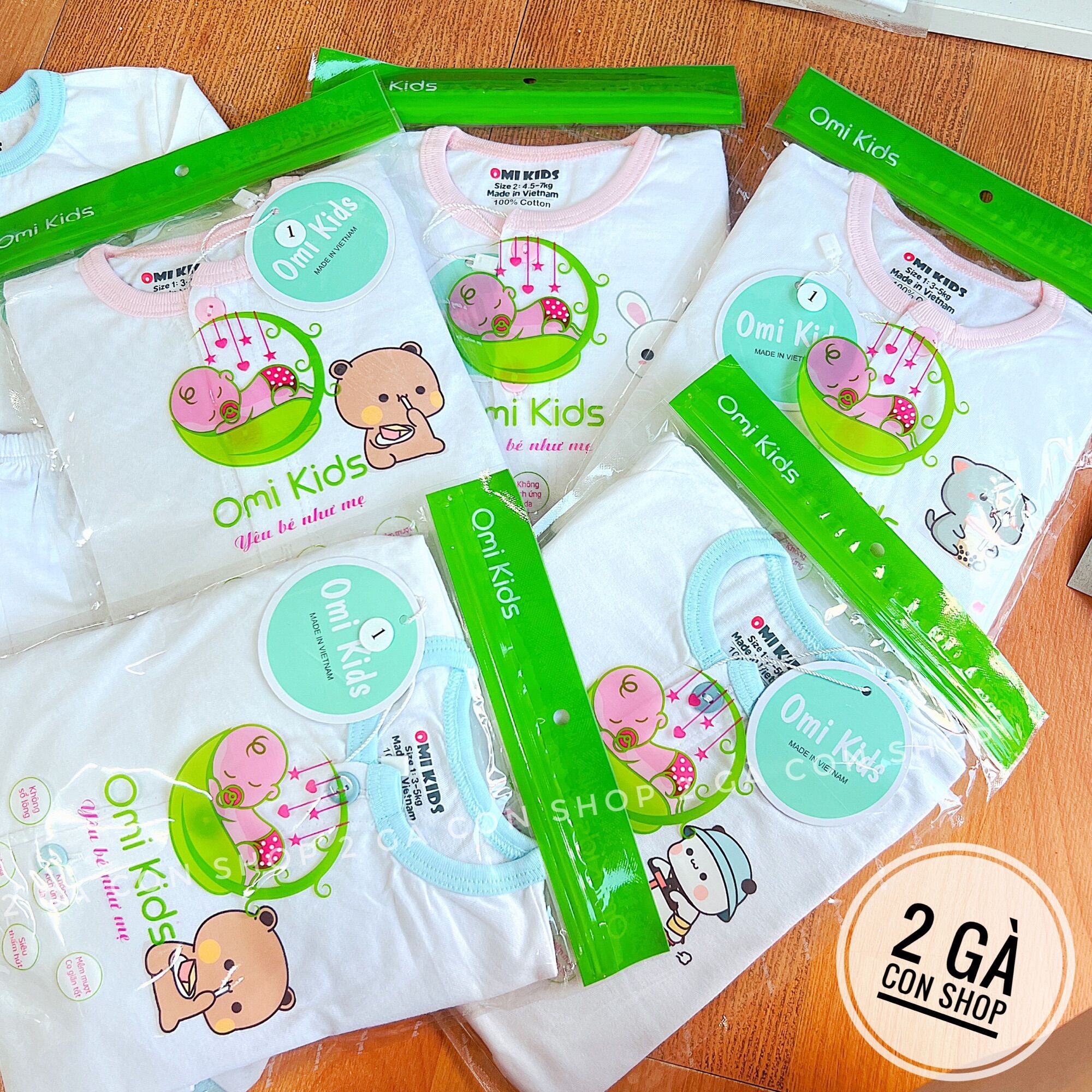 Bộ sơ sinh dài tay cotton Omi kids 3-8kg