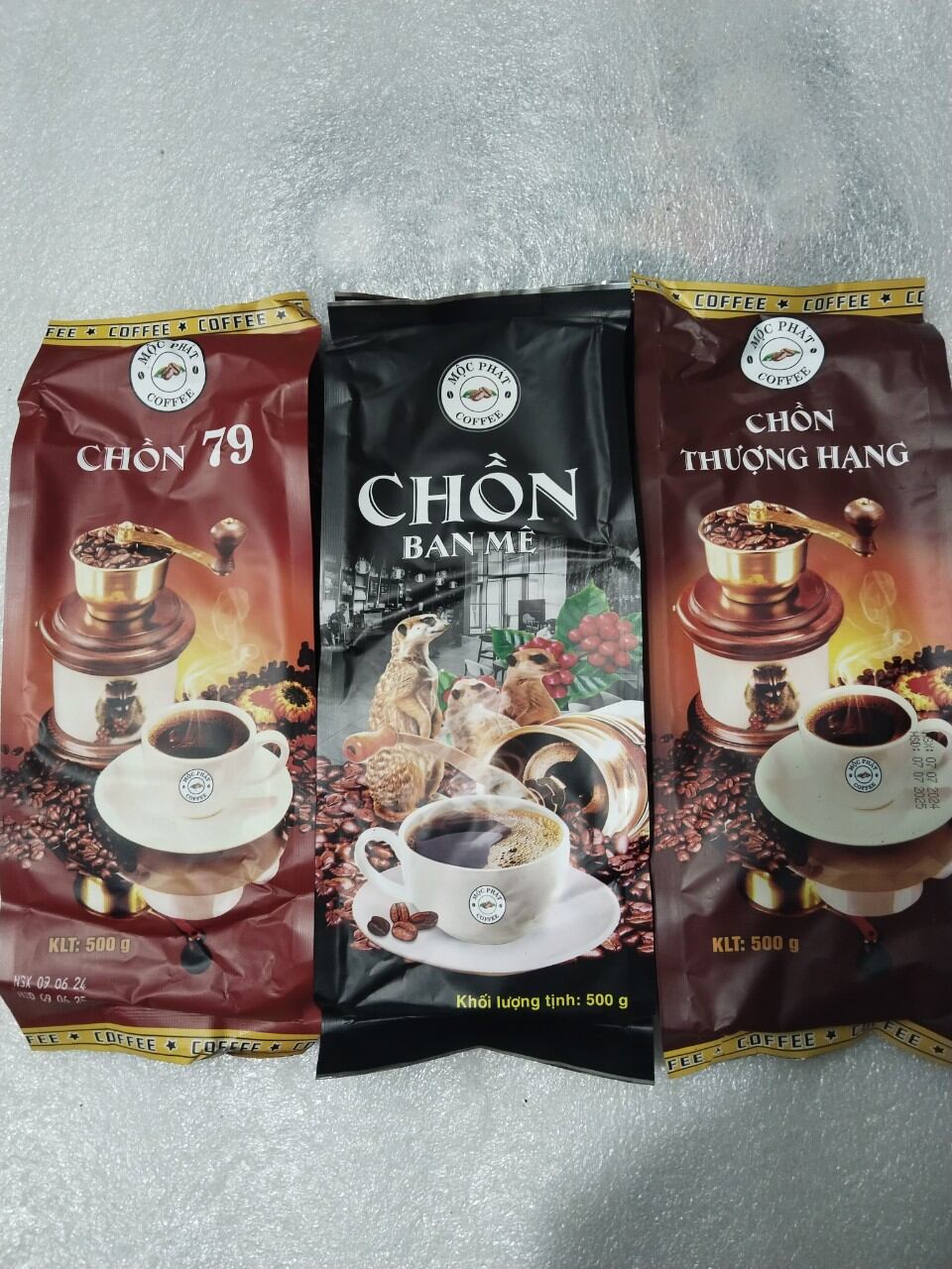 Combo 3 Packages of Dong Phat Coffee (Regular+Ba Mee+Chomen 79), Fragrant, Low in Fat, Dark Color.