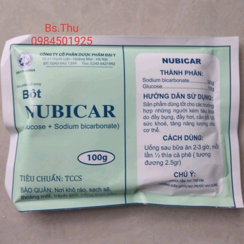 Bột Nubicar Nabicar Nabica 100g hỗ trợ niêm mạc dạ dày tạo môi trường kiềm