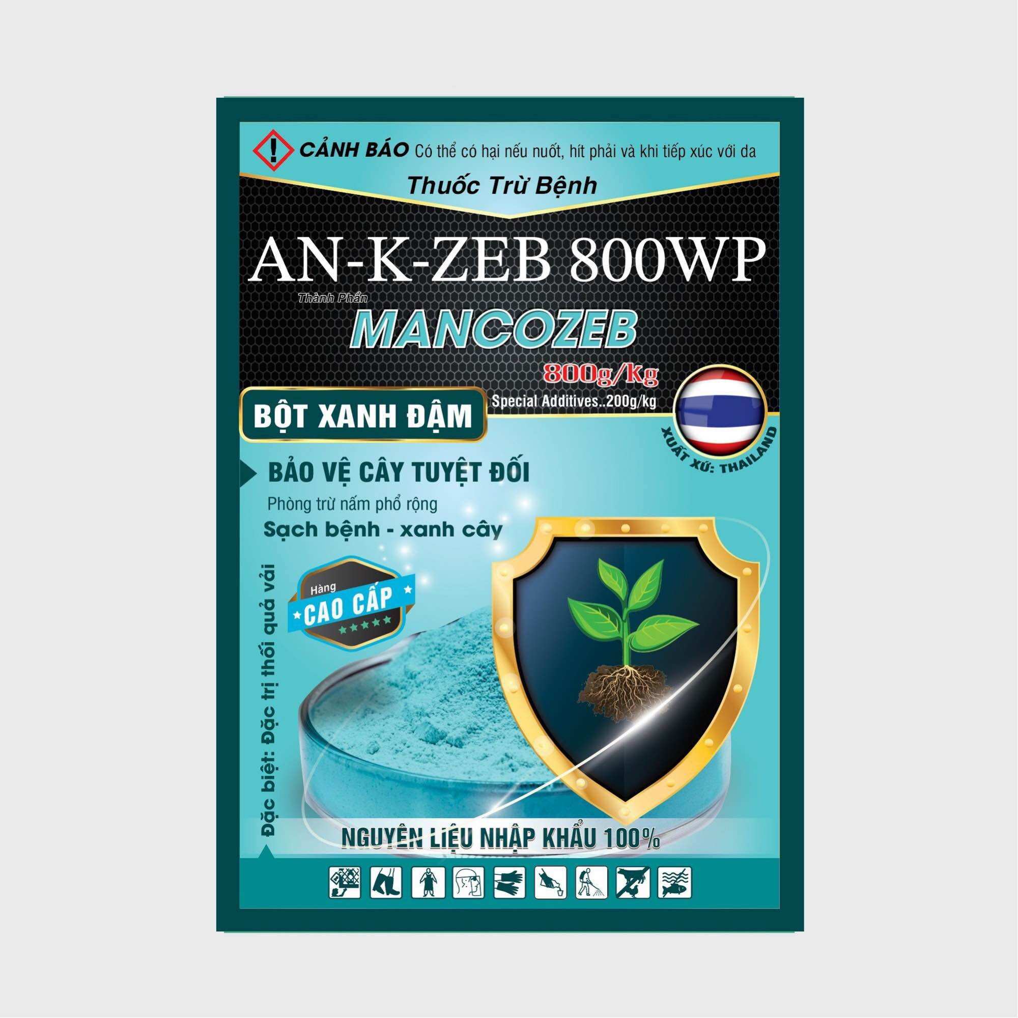 Mancozeb nhập khẩu thái lan- bột xanh đậm - trừ nấm phổ rộng
