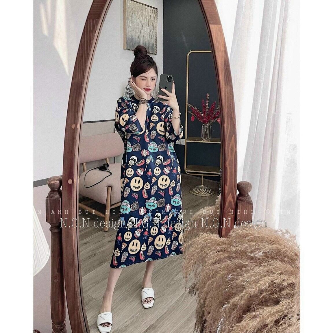 váy nữ dáng xuông rộng oversize chuột mickey