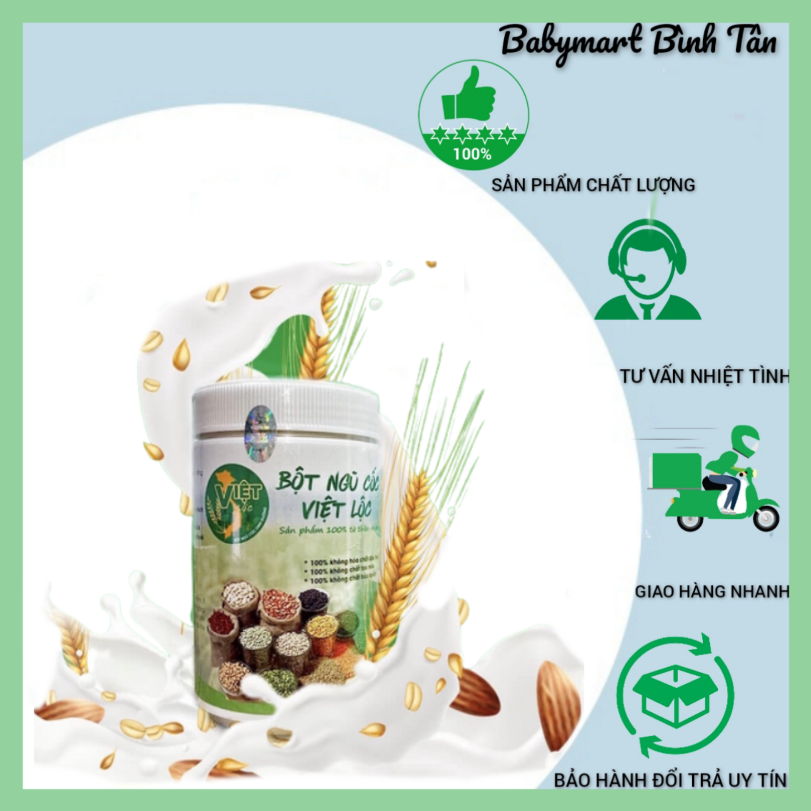 Ngũ cốc bầu việt lộc, ngũ cốc lợi sữa sau sinh, hộp 500g, giúp con khỏe, mẹ khỏe, dáng đẹp sau sinh
