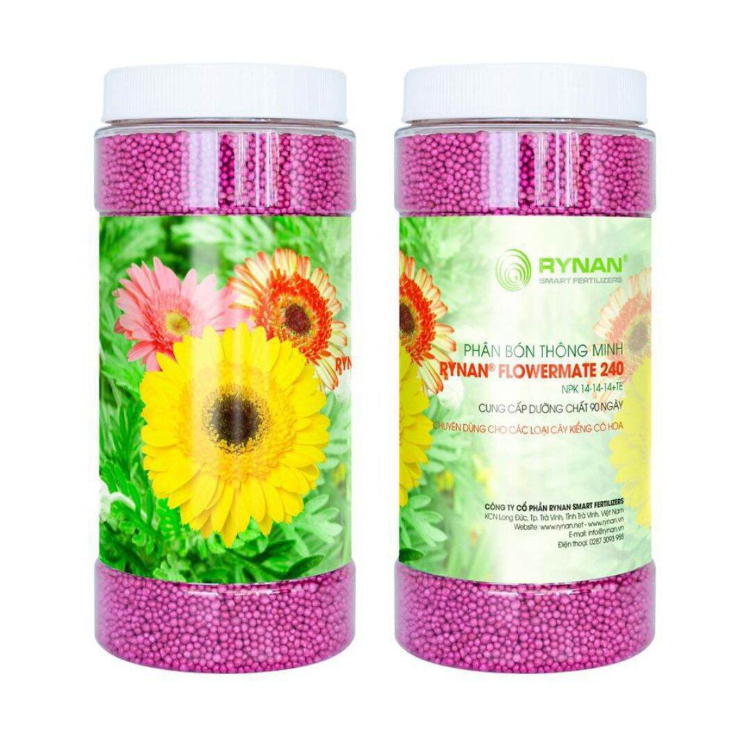 Hũ 1,25kg phân tan chậm rynan 240 14-14-14+te dùng cây cảnh có hoa