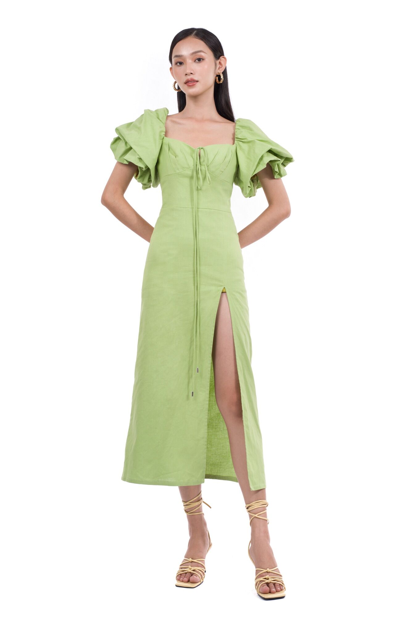 Kaia | đầm linen xẻ tà - marella side split dress