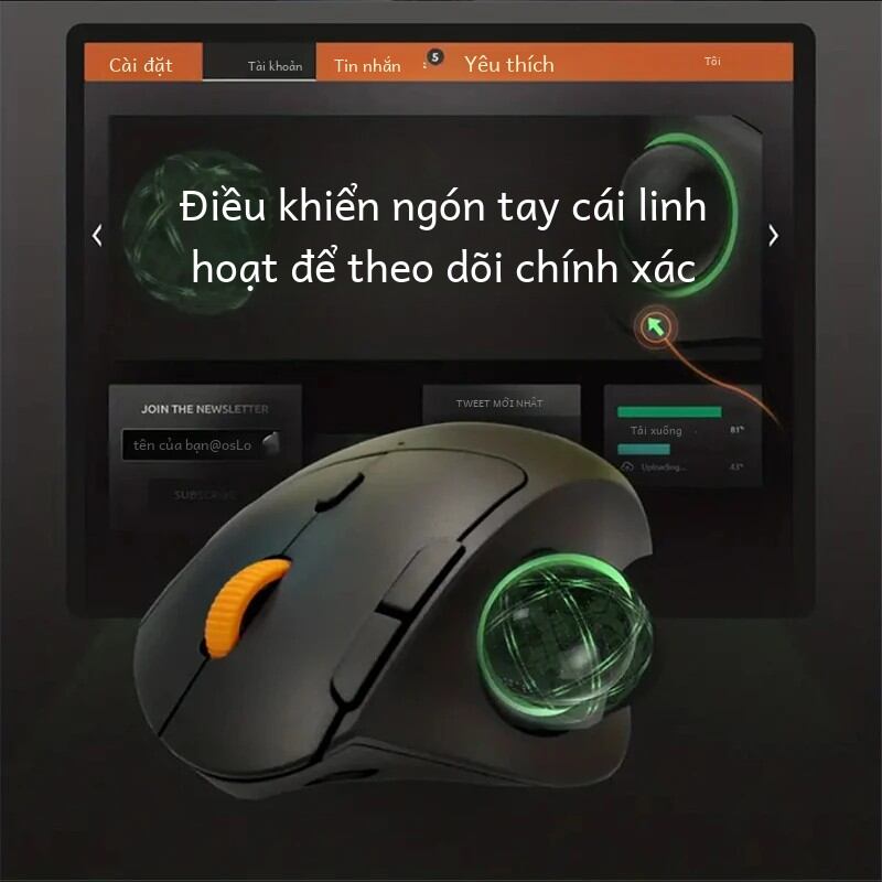2.4G + Bluetooth Sạc Không Dây Chuột Trackball Công Thái Điều Khiển Ngón Tay Cái Phụ Kiện Máy Tính Chơi Game Với Giao Diện Usb