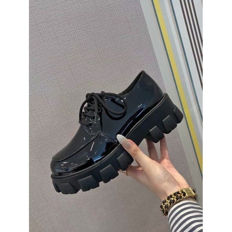 Boot nữ cổ thấp oxford độn đế bóng lì siêu đẹp
