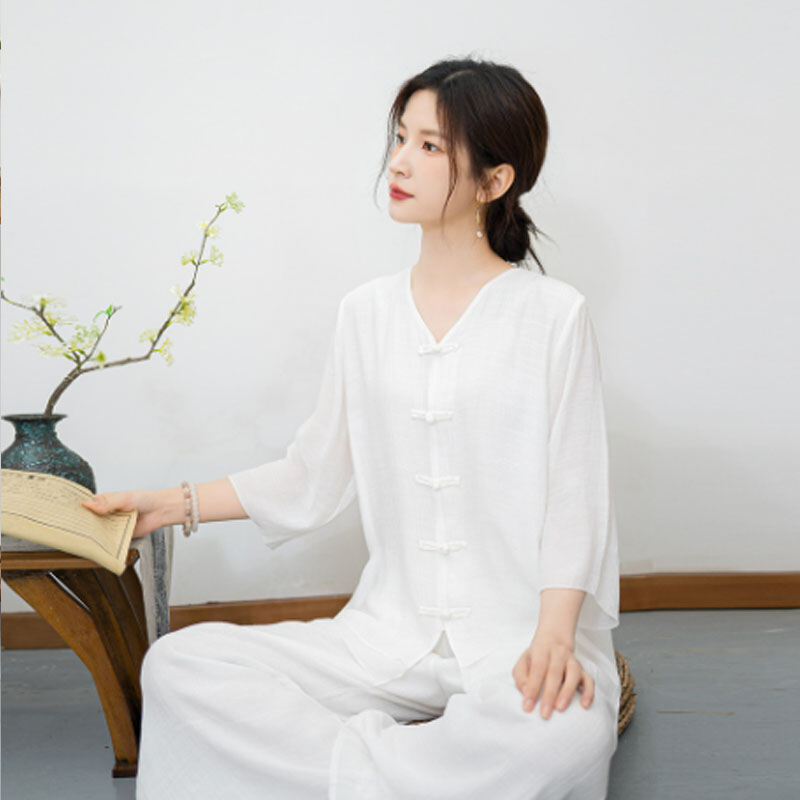 Bộ Đồ Thiền Nữ Phong Cách Trung Hoa Cổ Điển Cotton Mùa Hè 2023 Thiết Kế Giản Dị Cho Phụ Nữ Từ 18-25 Tuổi