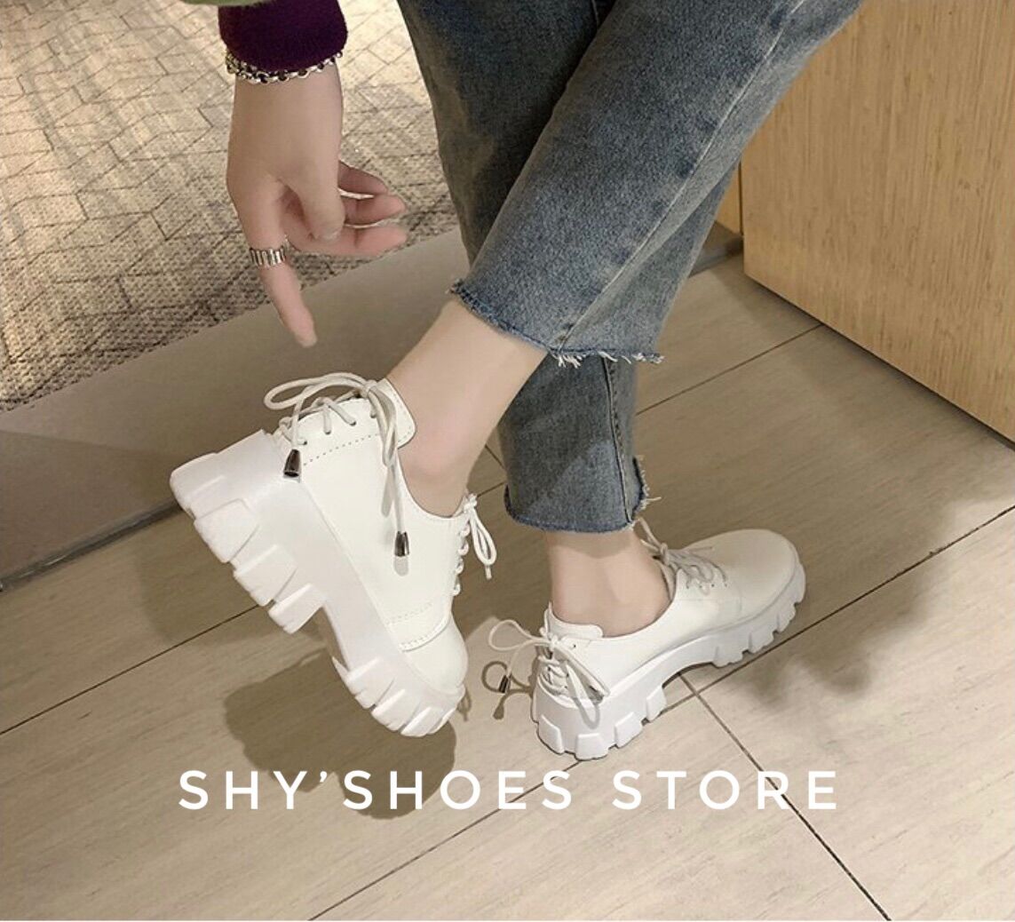Giày boot oxford cổ thấp phong cách cá tính Trắng, Đen (size 35-40)