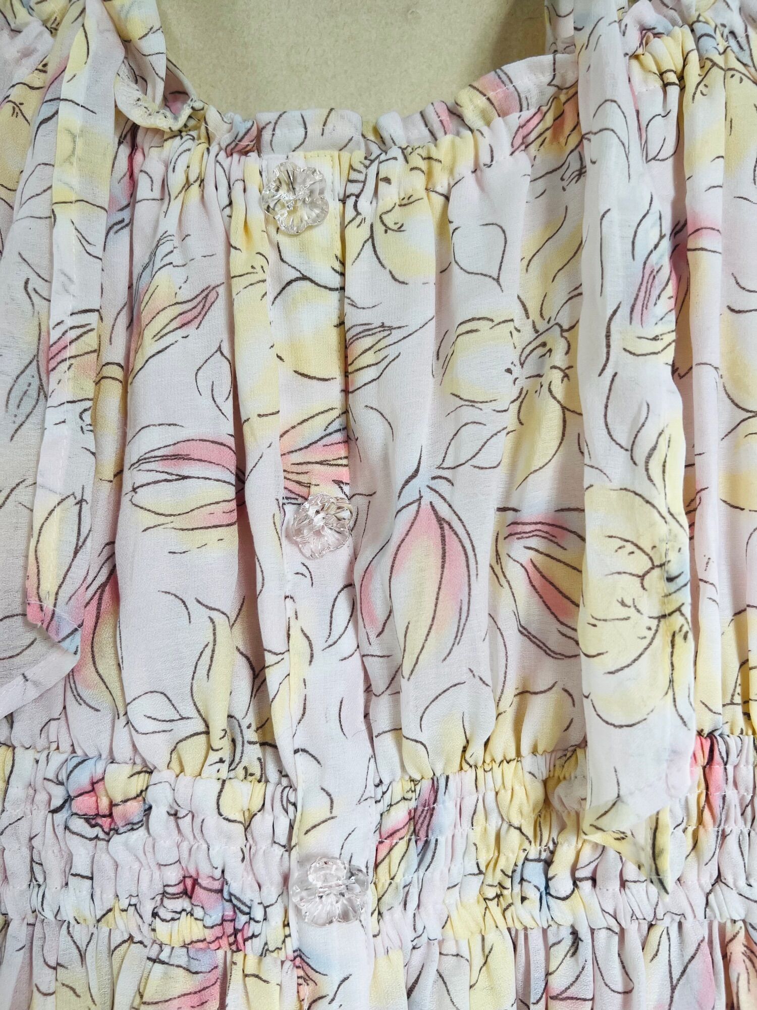 Đầm Hoa Trễ Vai sz S, new 99%