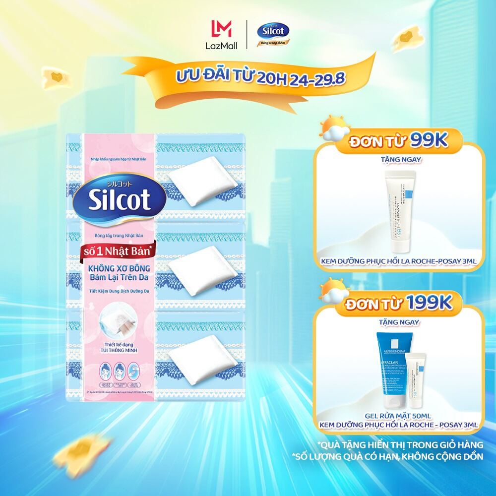 Combo 3 Bông tẩy trang Silcot hộp 82 miếng