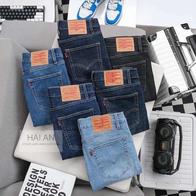[HCM]SALE GIÁ VỐN-Quần jeans nam VNXk Quần bò nam đen xám - vải cao cấp co giãn - ống đứng-HAIAN JEAN