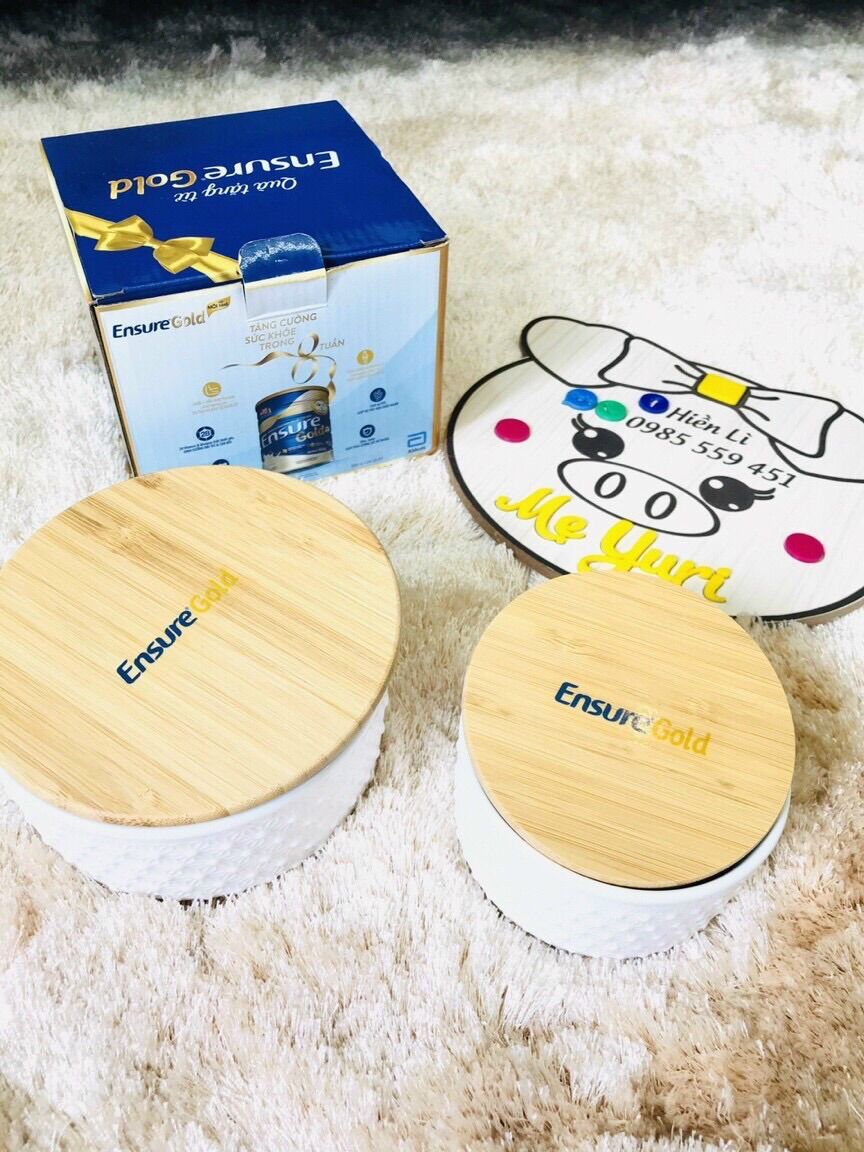SET 2 HỘP SỨ NẮP GỖ HKM ENSURE