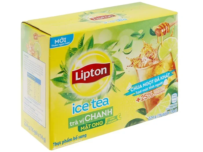 trà lipton ICE chanh mật ong hộp 224g [16 gói x 14g]