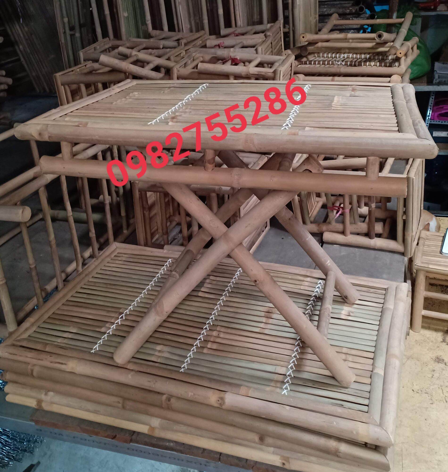 bàn ghế tre trang trí Tết (1bàn + 2 ghế)