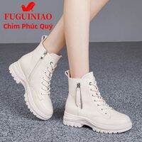 Fuguiniao | Giày Boots Cổ Ngắn Đế Dày Phong Cách Anh Quốc cho Phụ Nữ và Mẹ
