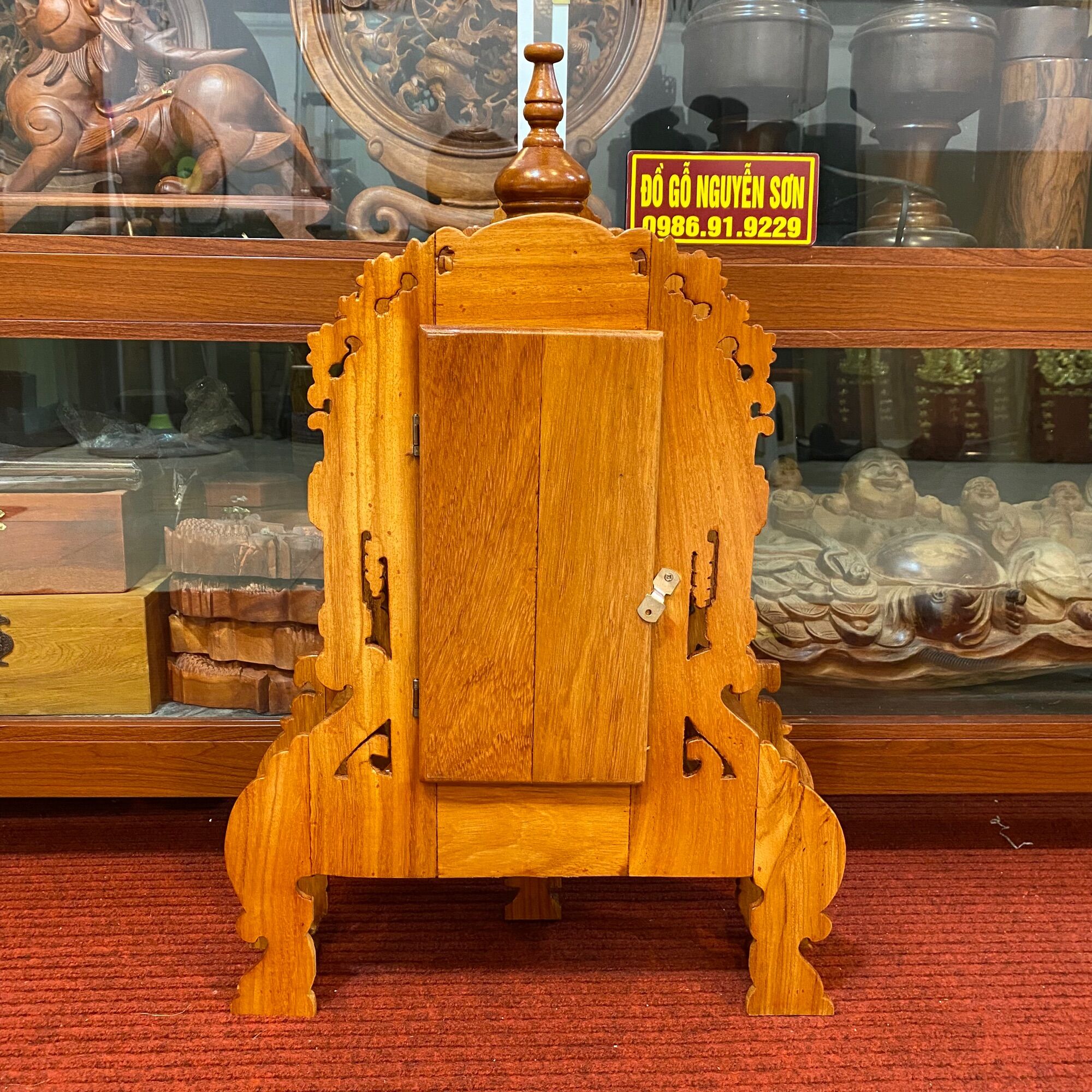 Đồng hồ cây để bàn gỗ Gõ Đỏ kích thước 67.45.15cm