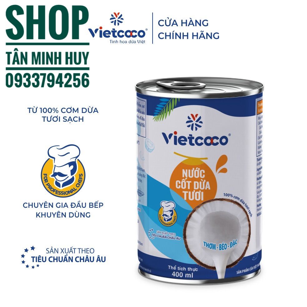 Combo 4Lon Nước Cốt Dừa Tươi VietCoco 400ml
