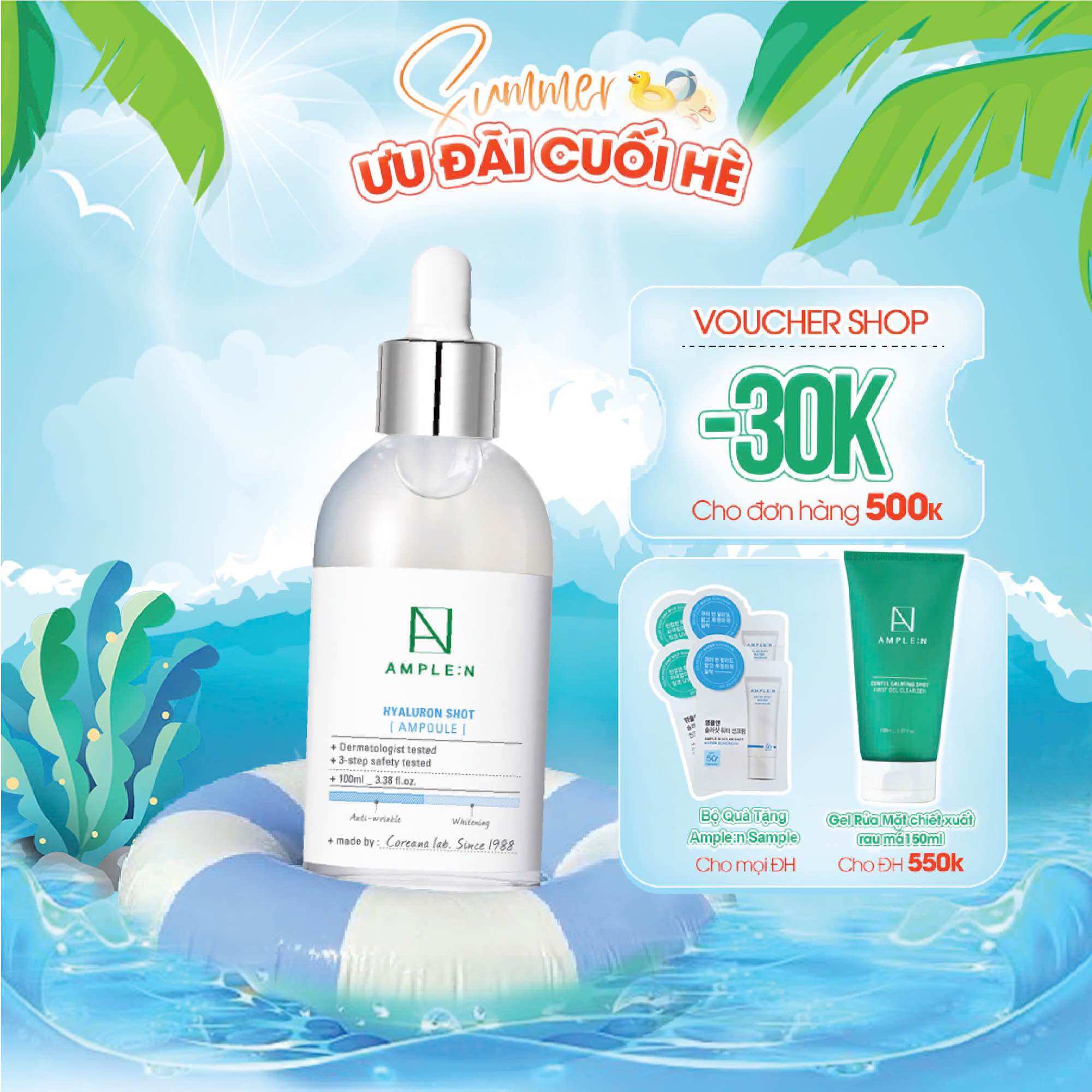 Tinh Chất Dưỡng Ẩm Cấp Nước Ample:N Hyaluron Shot Ampoule