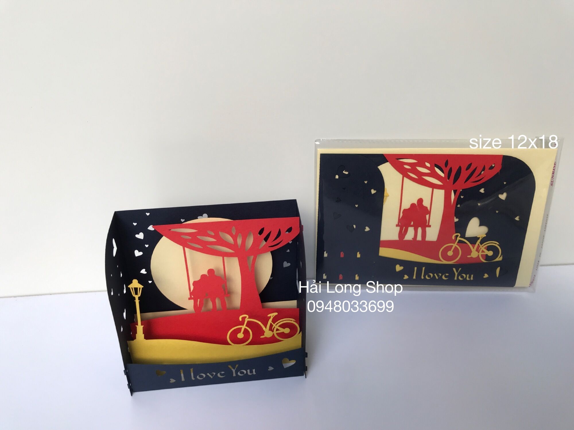 Hộp Tình Yêu 7 ( xe đạp + xích đu ) - Love - Thiệp 3D