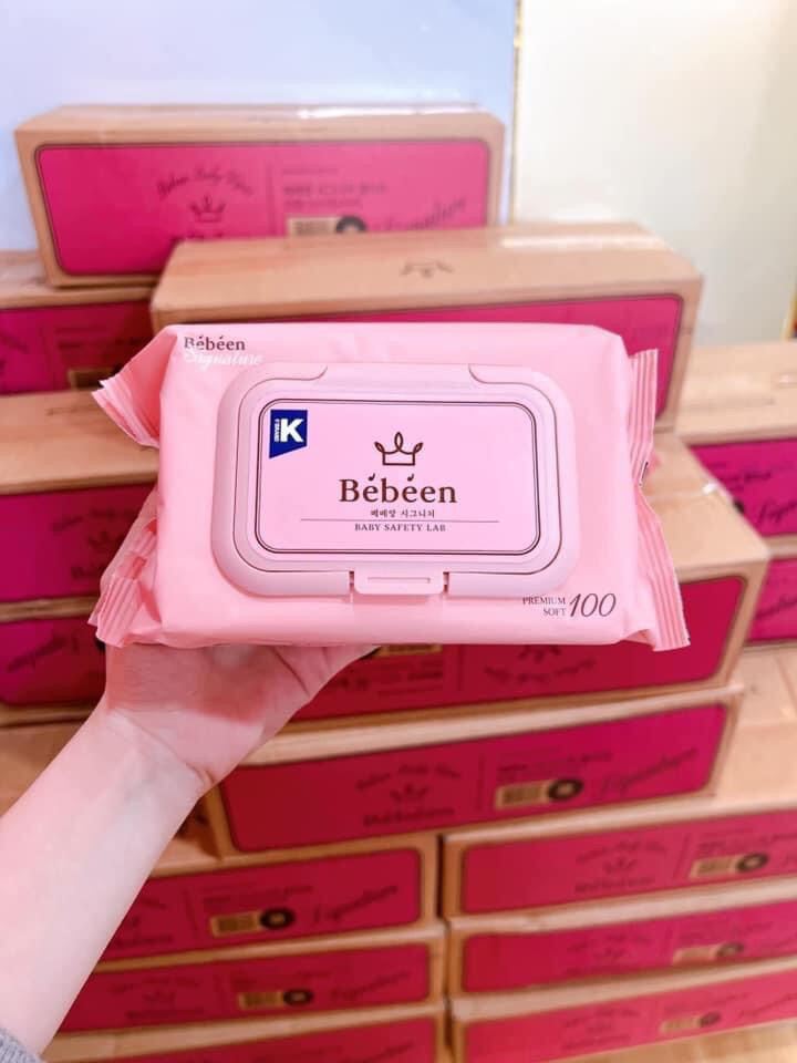 Sỉ thùng 10 gói khăn ướt bebeen hồng chính hãng korea