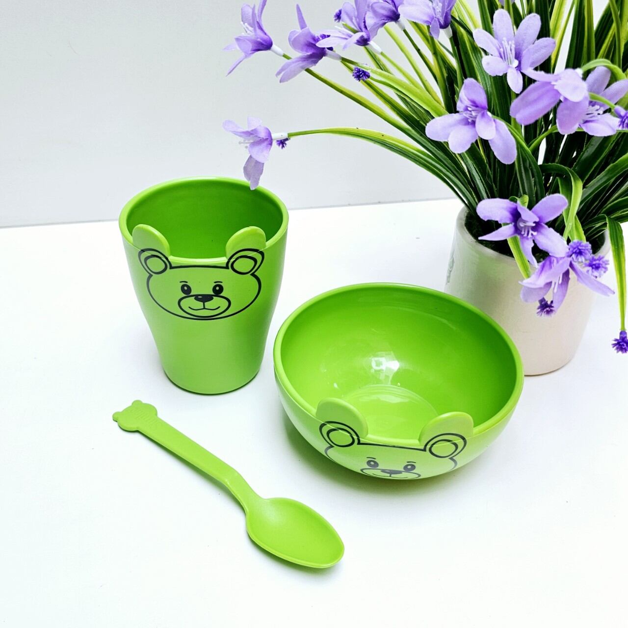 bộ chén ly muỗng ăn dặm cho bé ( màu ngẩu nhiên)