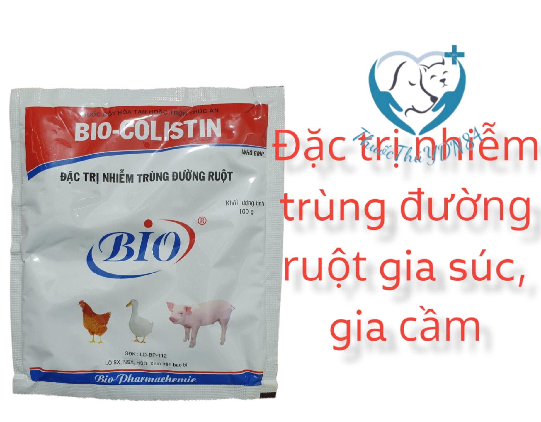 Bio colistin gói 100g nhiễm trùng đường ruột heo gà vịt
