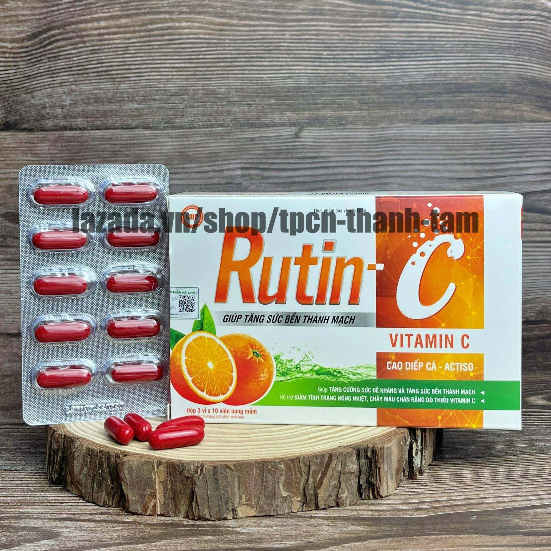 Viên uống mát gan Rutin C bổ sung vitamin C hỗ trợ giải độc gan, tăng sức đề kháng - Hộp 30 viên