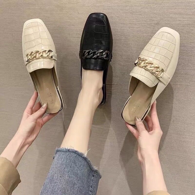 ( Sẵn hàng ) Dép sục da rắn khoá xích BIG SIZE 35-43