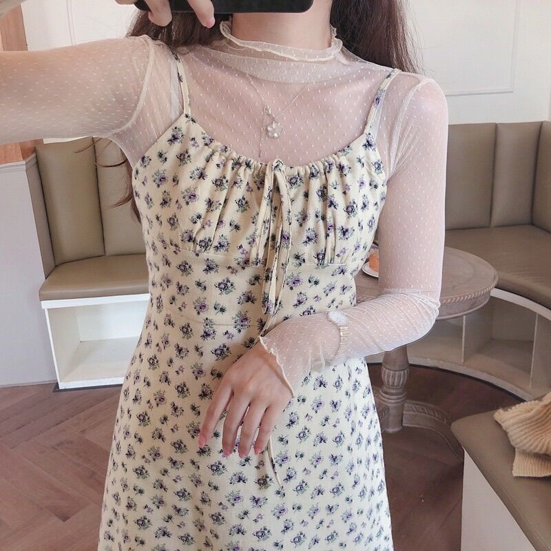 (4 Màu) Vải lưới chấm bi nhỏ chất mềm nhẹ co giãn 2 chiều