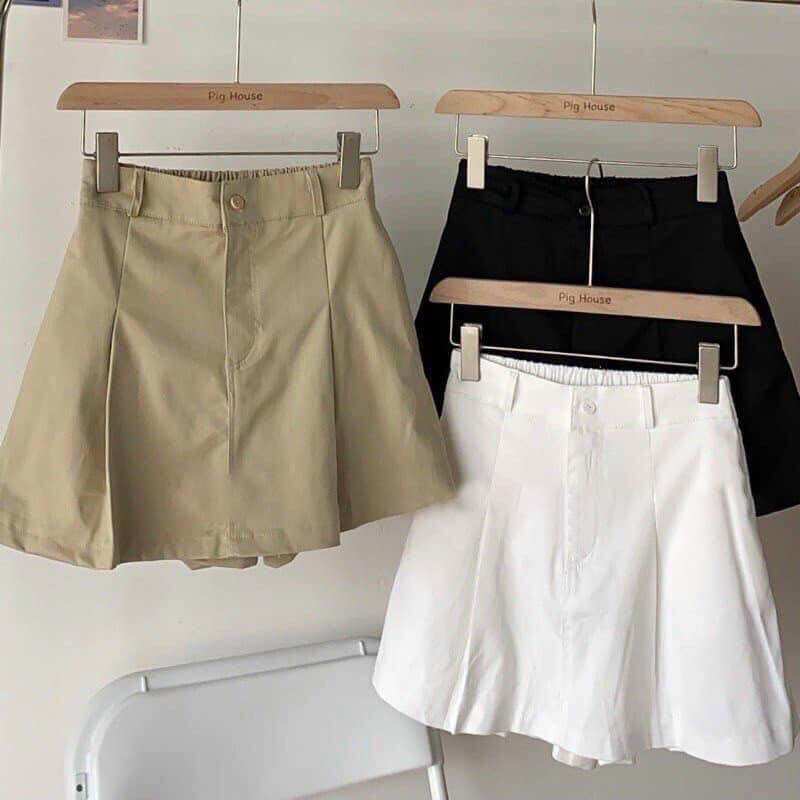 Chân váy nữ lưng chun chất kaki có lót quần bên trong siêu xinh