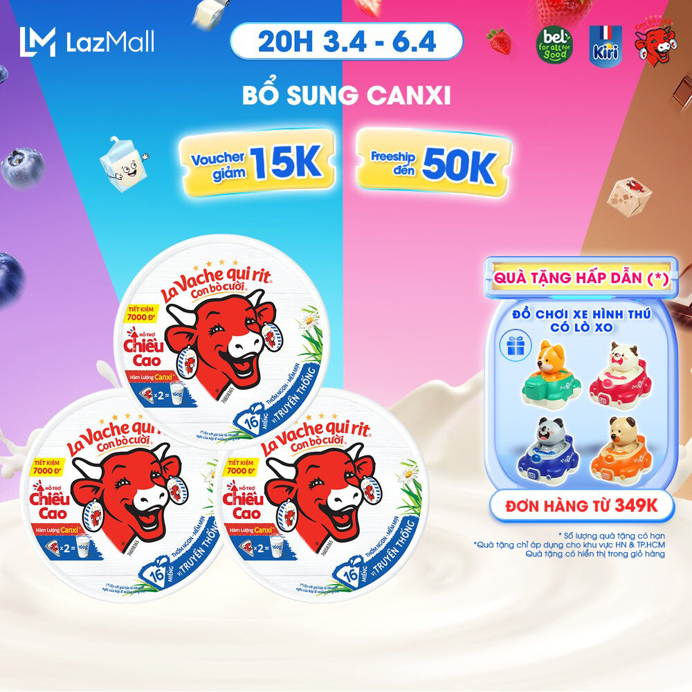 Combo 3 Phô mai con bò cười 16 miếng 224G